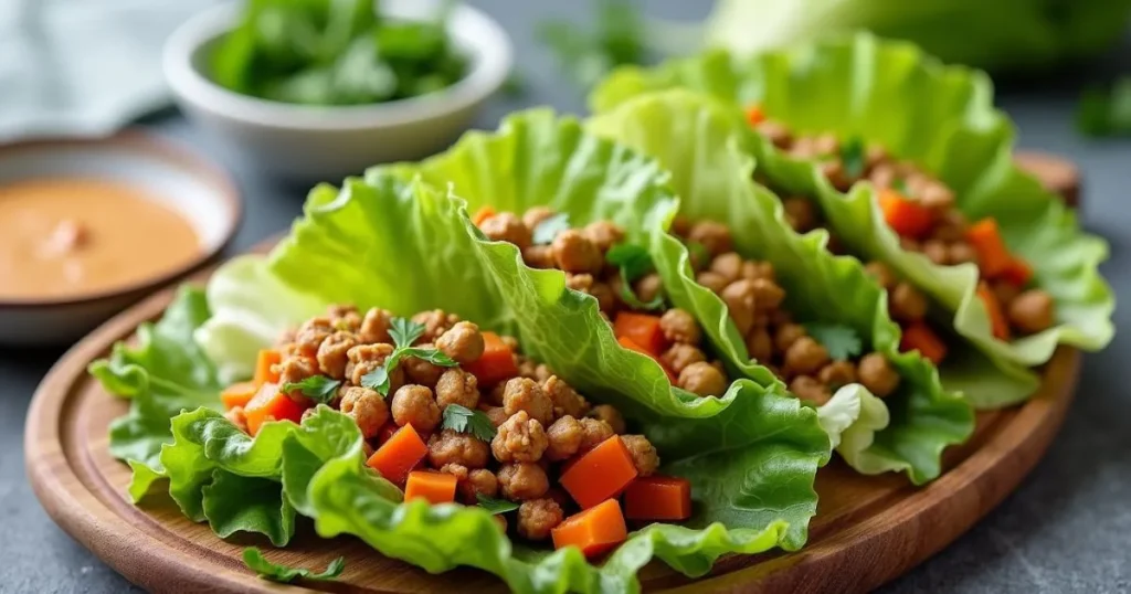 Veggie Lettuce Wraps with Peanut Sauce : Low Carb Vegan Recipes