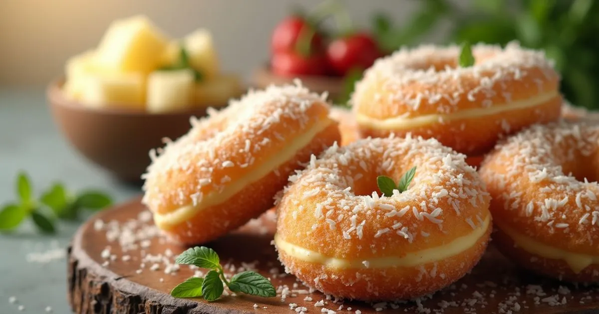 Coconut Cream Filled Doughnuts