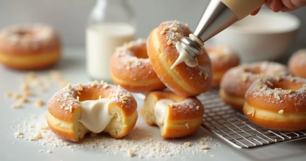 Coconut Cream Filled Doughnuts  