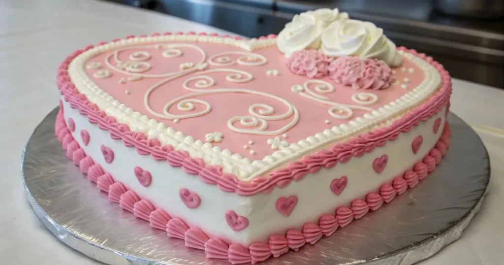 Perfectly Frosted Heart-Shaped Cake for Valentine’s Day