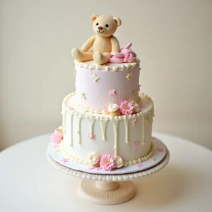 Pro tips and creative variations for decorating a baby shower cake with pastel-colored frosting, edible decorations, and unique cake designs