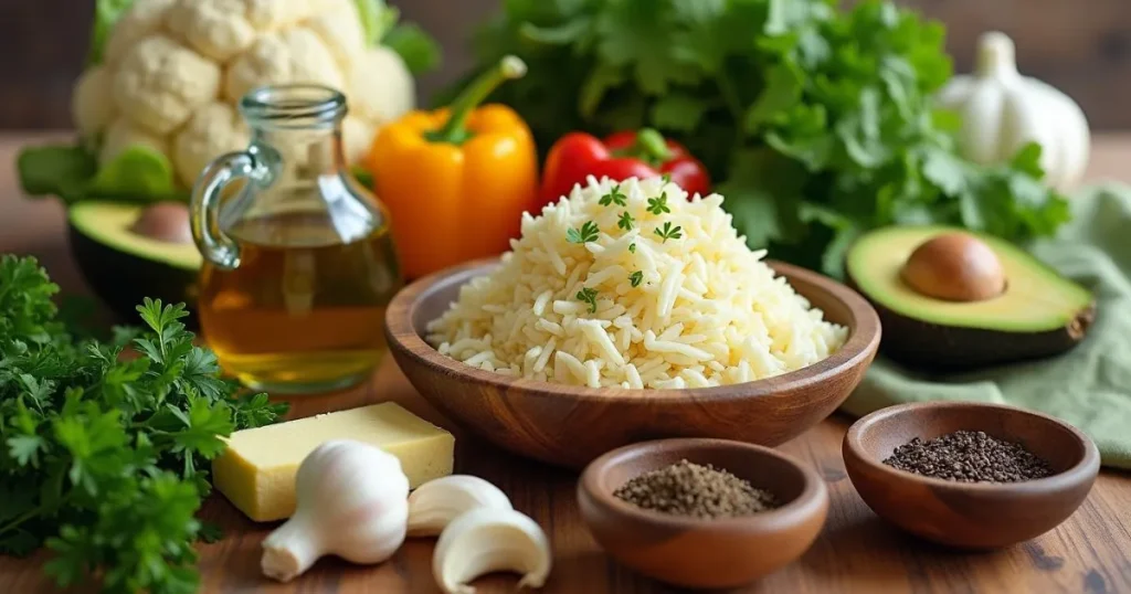  Fresh, colorful ingredients for a low-carb vegetarian breakfast, excluding eggs, featuring veggies, nuts, and plant-based proteins.