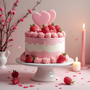 Simple and stunning Valentine’s Day cake recipes with heart decorations and fresh flowers