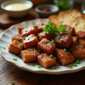 Quick and flavorful sweet bread meat recipe served on a plate, showcasing a delicious combination of ground meat and cubed sweet bread